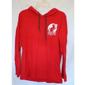 HopCat shirt-style hoodie from Madison Wisconsin location, red, medium, anvil